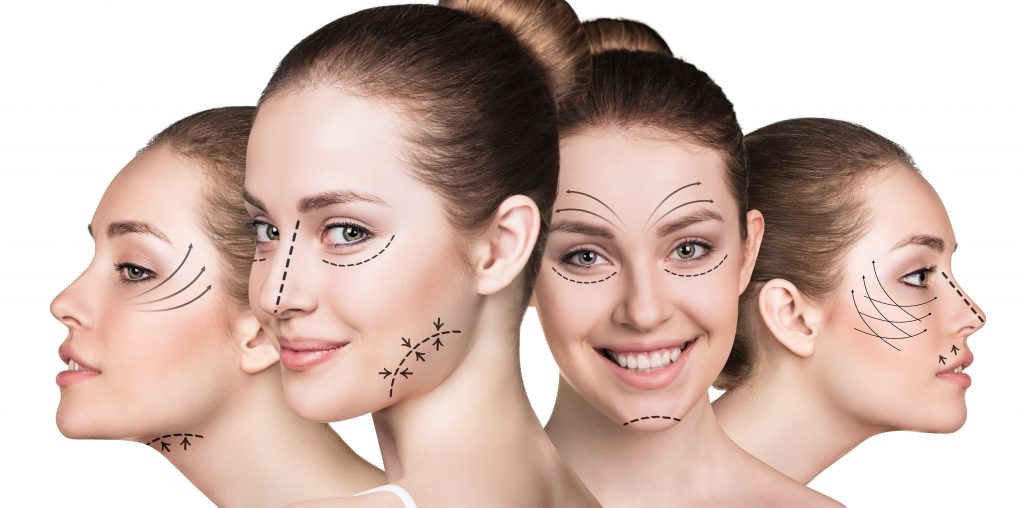 multiple faces with facelift contour lines