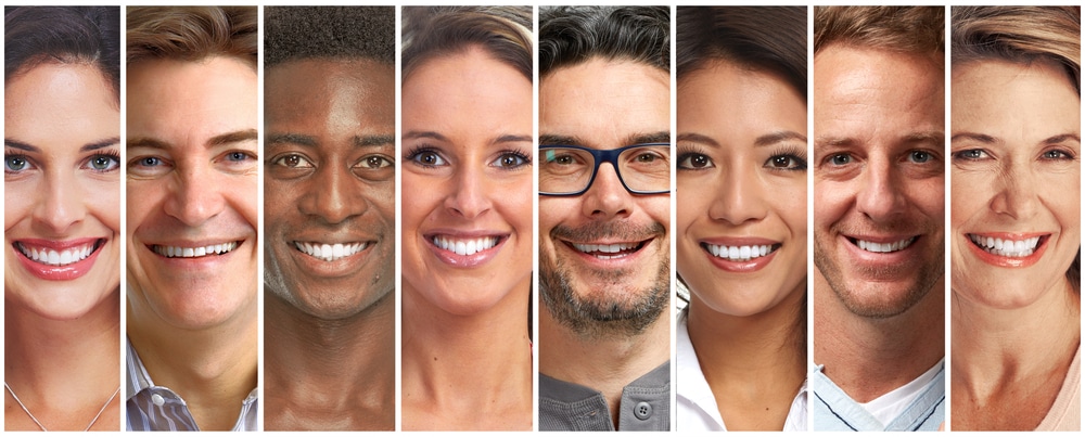 Variety of different men and womans faces