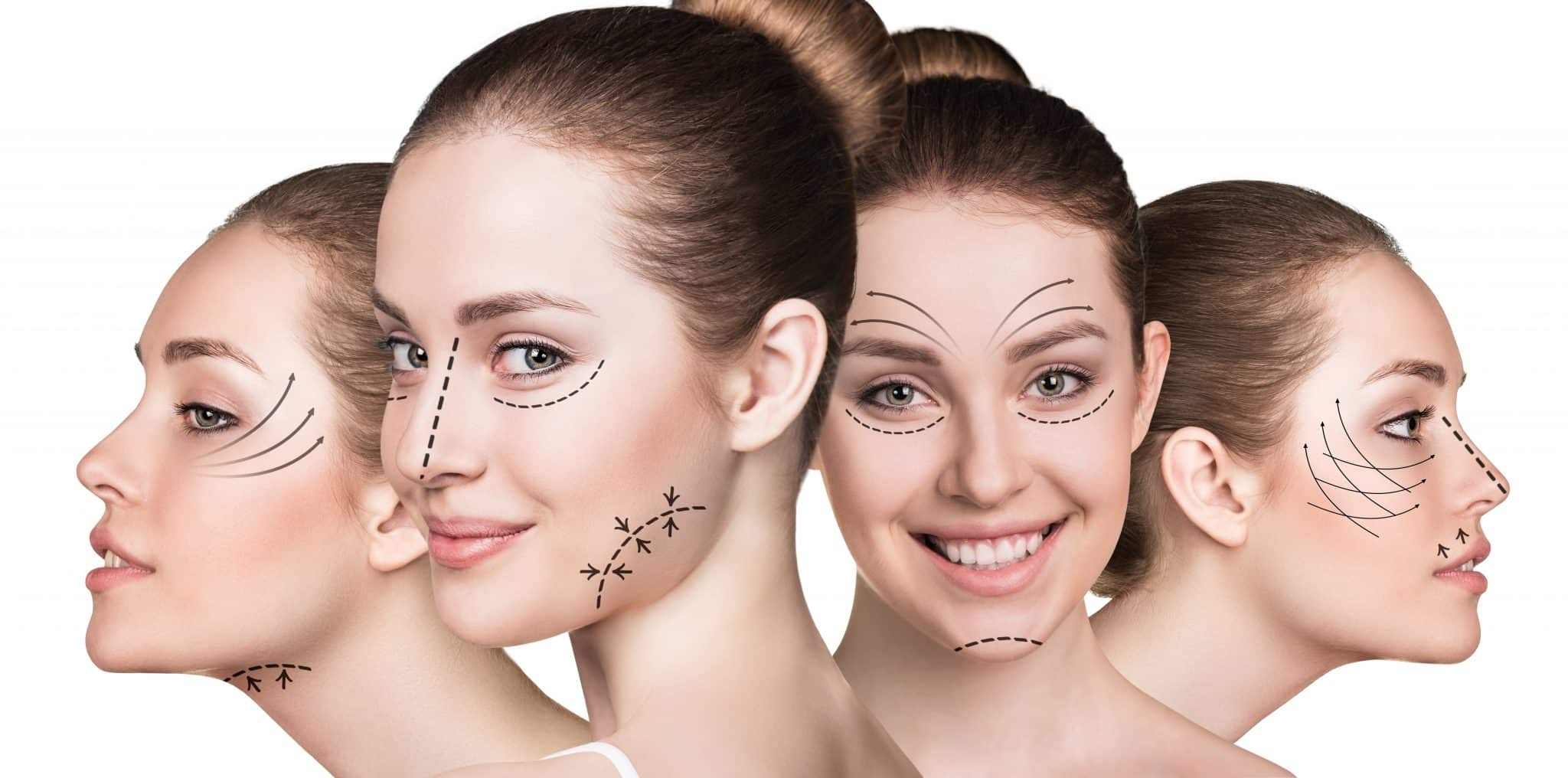 multiple faces with facelift contour lines